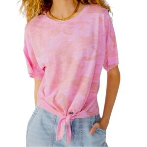 NWT Sanctuary | Women's Pink Tie-Front Casual Camo T-Shirt Size XS